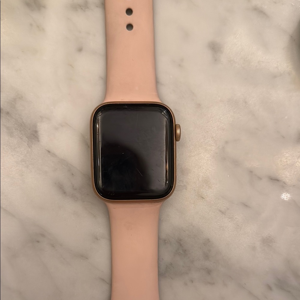 Apple Watch with Gold Case and Pink Band